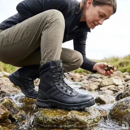 Chaussures Tactic travail mi-hautes noir antidérapantes cuir
