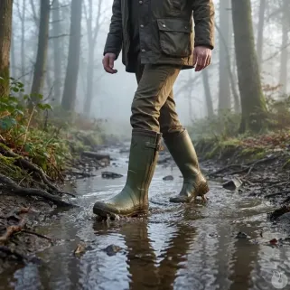 Bottes de chasse Alaska soufflet Zip caoutchouc kaki 39 à 47