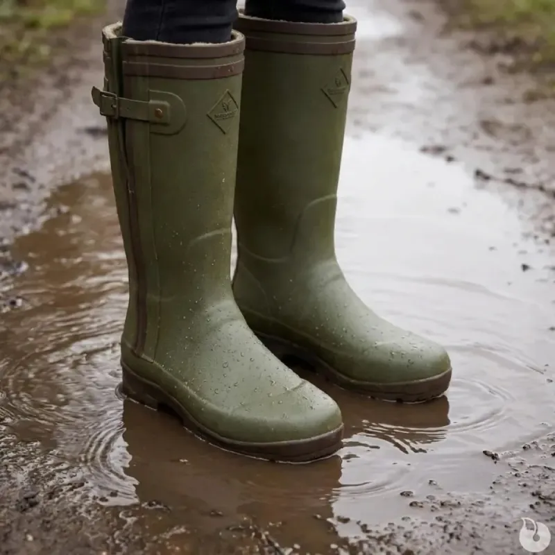 Bottes de chasse Alaska soufflet Zip caoutchouc kaki