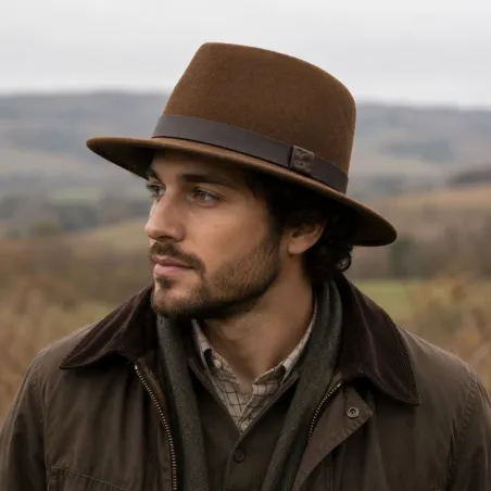 Chapeau Woolchap réglable feutre laine déperlante maron M à XL