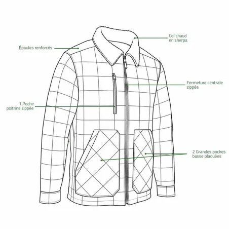 Chemise polaire matelassée homme verte LMA® - 390 g/m²