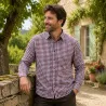 Chemise Gandja à carreaux vichy coton orange bleu M à 3XL