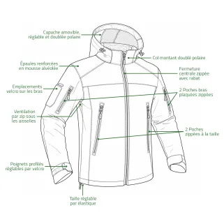 Veste Softshell Fighter A10® Homme Marron - Imperméable & Respirante