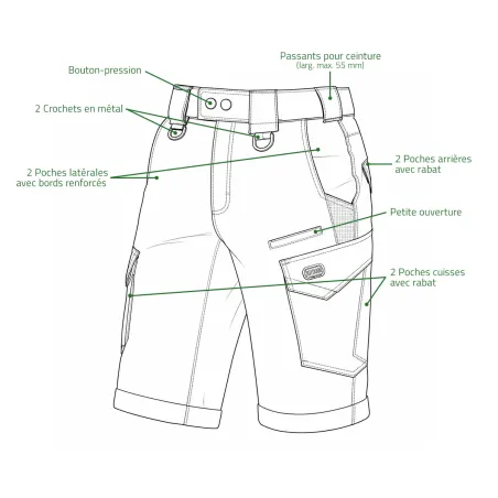 Short Agressor Flex Coton-Polyester Résistant Eau 64cm