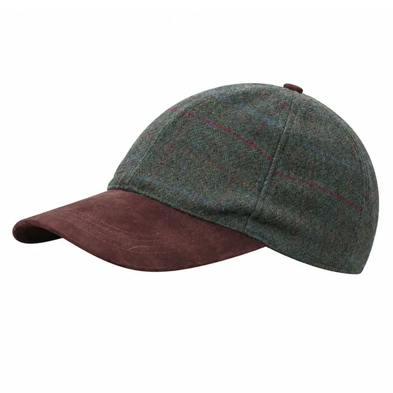 Casquette à carreaux réglable laine polyester kaki marron T58