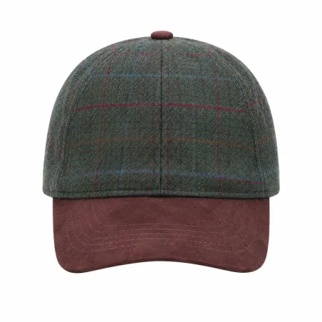 Casquette à carreaux réglable laine polyester kaki marron T58