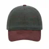 Casquette à carreaux réglable laine polyester kaki marron T58