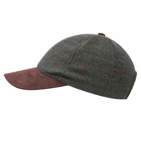 Casquette à carreaux réglable laine polyester kaki marron T58