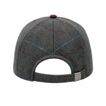 Casquette à carreaux réglable laine polyester kaki marron T58