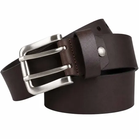 Ceinturon cuir double ardillon marron 130 cm