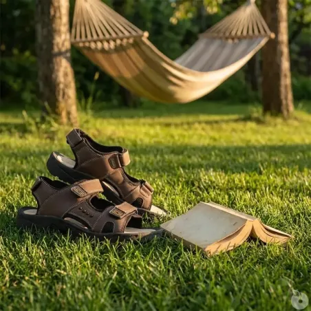 Sandales Homme Marron à Scratchs en Synthétique - Confort et Pratique