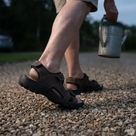 Sandales Homme Marron à Scratchs en Synthétique - Confort et Pratique