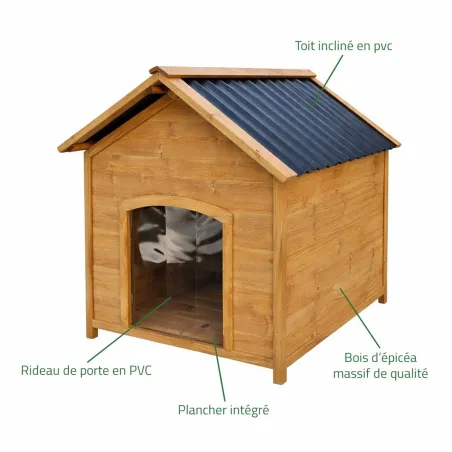 Niche chien en bois toit type chalet taille XL 96 x 104 x 112 cm