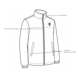 Blouson polaire sanglier T314N 2 poches polyester kaki M à 4XL