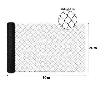 Filet de protection 20x50m à maille hexagonale 35mm - Noir