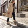 Baskets femme lacet fermeture éclair PU aspect cuir taupe 36 à 41