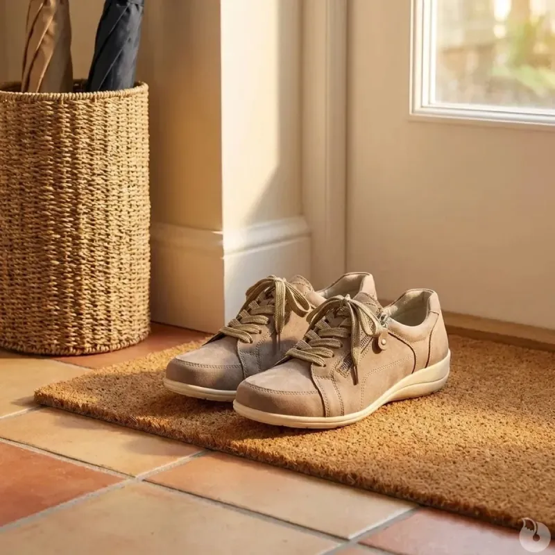 Baskets femme lacet fermeture éclair PU aspect cuir taupe 36 à 41