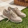 Baskets femme lacet fermeture éclair PU aspect cuir taupe 36 à 41