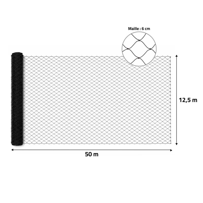 Filet de volière maille 60 mm – 12.5x50m