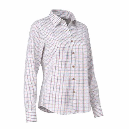 Chemise femme élégante carreaux coton ocre XS à 2XL