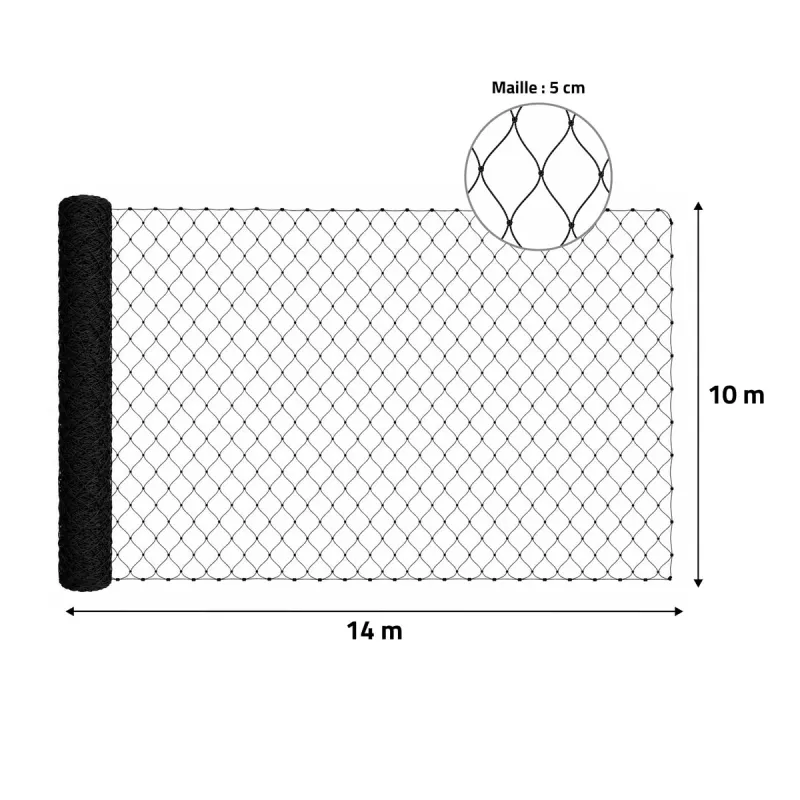 Filet de volière maille 50 mm – 14x10m