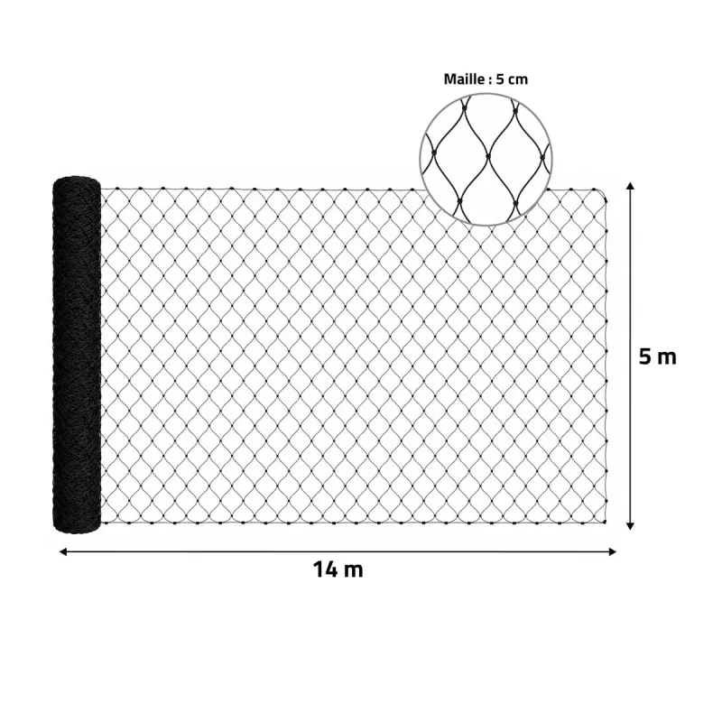 Filet de volière maille 50 mm – 14x5 m