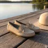 Chaussures bateau facile à enfiler femme cuir beige de 36 à 41