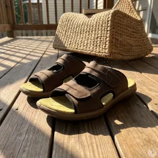 Sandales Dixit confort à scratch cuir lycra marron 40 à 46