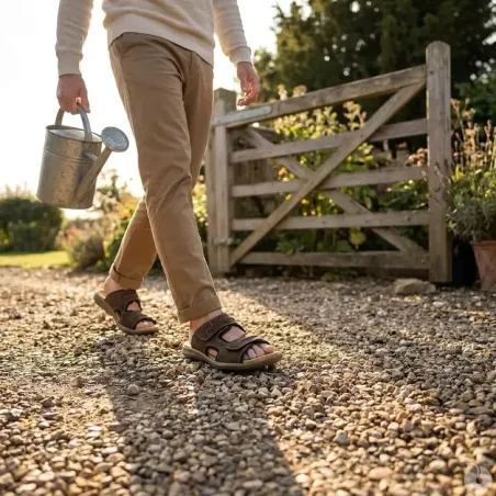 Sandales Dixit confort à scratch cuir lycra marron 40 à 46