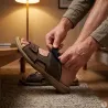 Sandales Dixit confort à scratch cuir lycra marron 40 à 46