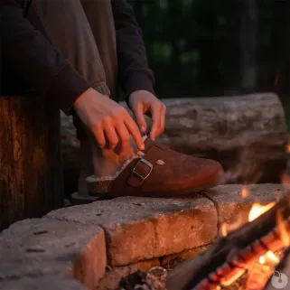 Sabots fermés fourrés marron nubuck fourrure synthétique