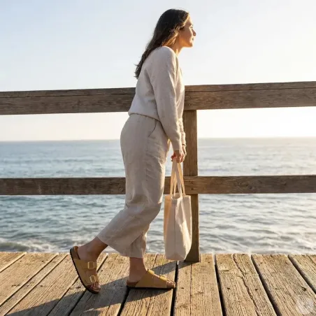 Sandales Psik en Cuir Crème pour Femme - Ayoka