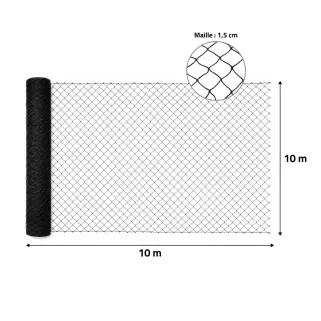 Filet de protection 10x10m - Maille 15mm polyéthylène résistant