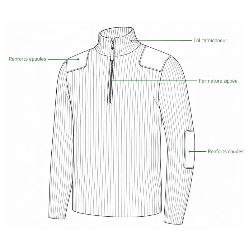 Pull zippé Walker and Hawkes Gardham Vert