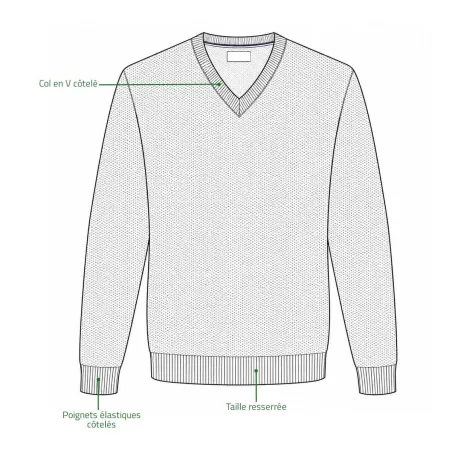 Pull col V Vernon Havane 63% acrylique 27% laine 10% nylon