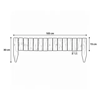 Bordure bois à planter Ø 7x15 / 30x105 cm