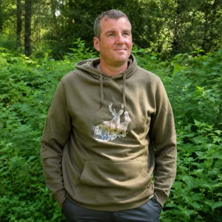 Sweat à capuche kaki grands animaux Bartavel®