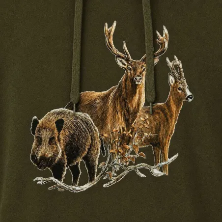 Sweat à capuche kaki grands animaux Bartavel®