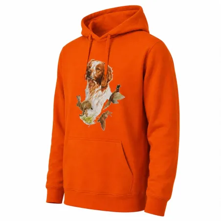 Sweat à capuche orange épagneul Bartavel®