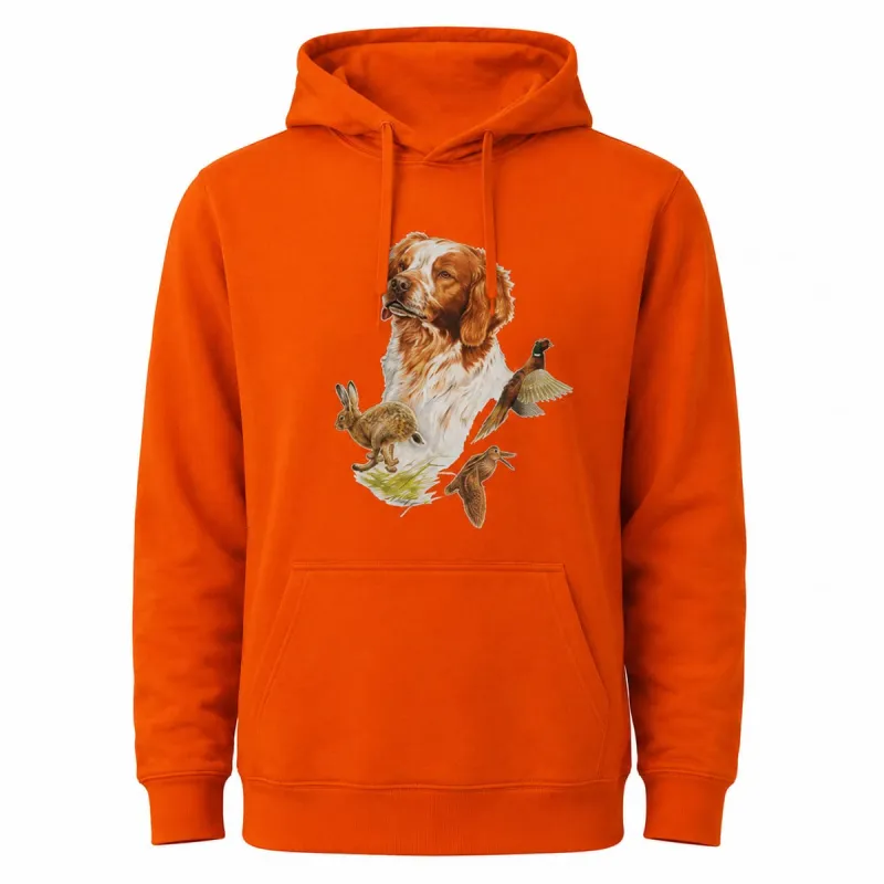 Sweat à capuche orange épagneul Bartavel®