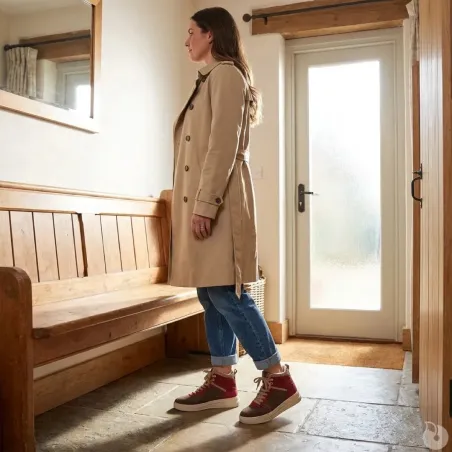 Baskets montantes femme bordeaux et vert | Look urbain confortable