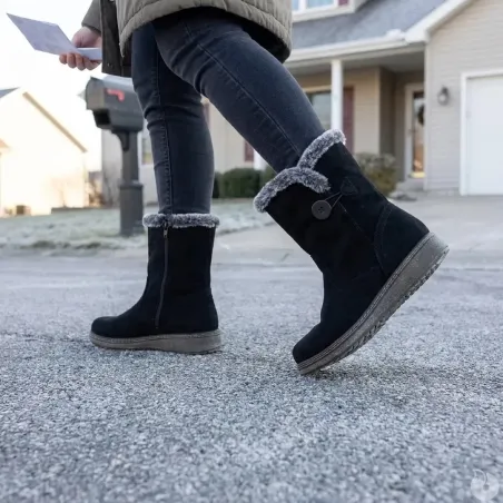 Bottines fourrées femme microfibre noire | Chaudes & confortables
