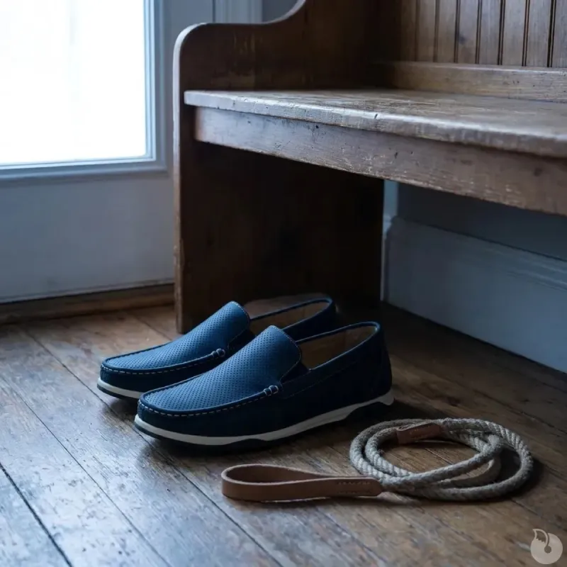 Chaussures bateau facile à enfiler synthétique bleu marine