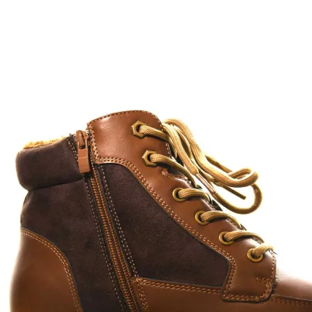 Bottines à lacets marron PU microfibre doublure polaire