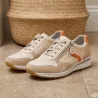 Baskets zip beige/orange PU doublure microfibre du 37 au 41