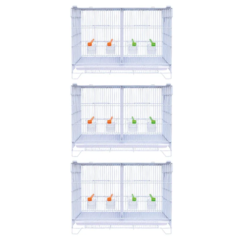 Lot de 3 cages d'élevage oiseaux équipées et superposables avec clips