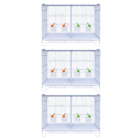 Lot de 3 cages d'élevage oiseaux équipées et superposables avec clips