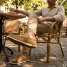 Chaussures bateau homme en synthétique camel - Tige basse