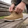 Chaussures bateau homme en synthétique camel - Tige basse