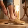 Chaussures bateau homme en synthétique camel - Tige basse
